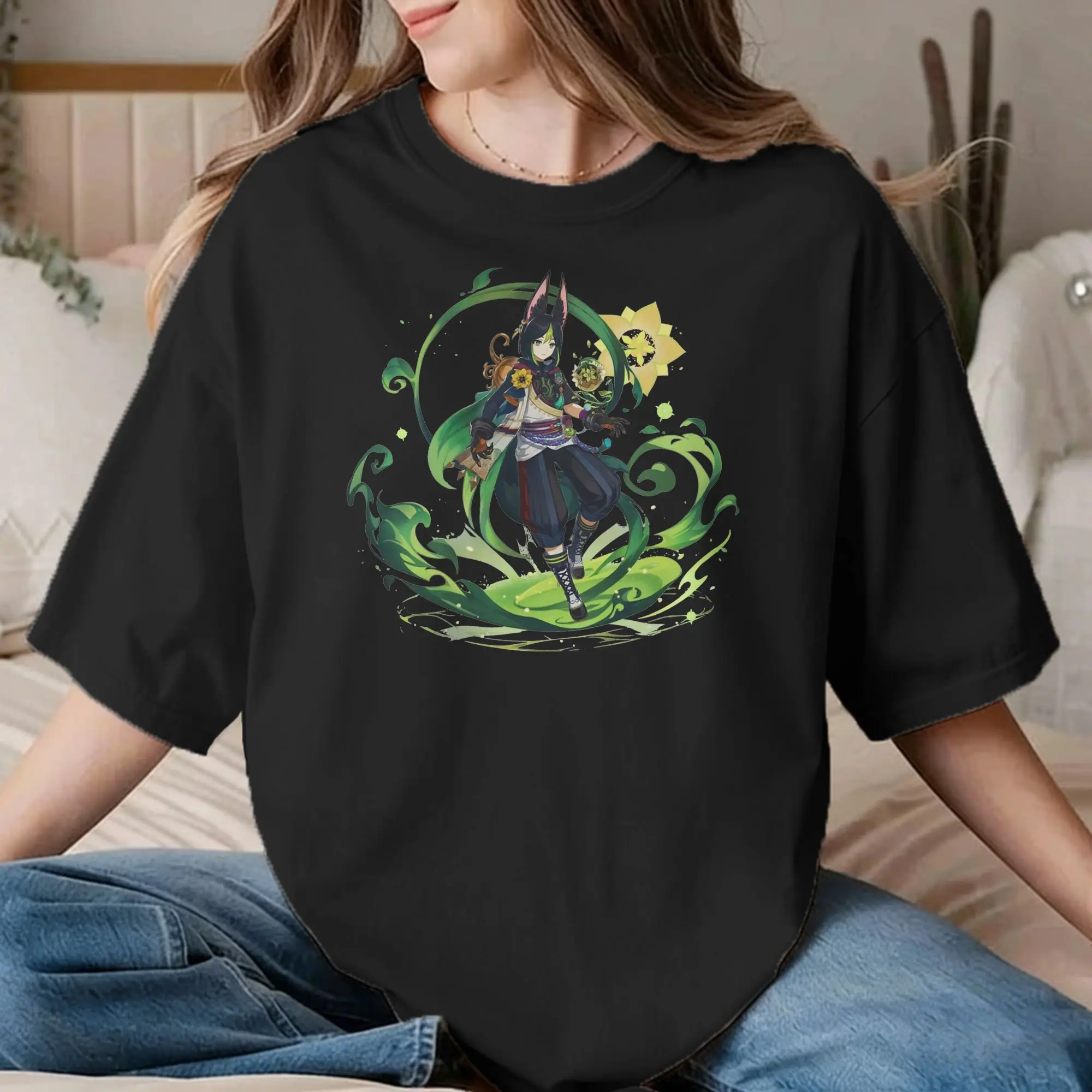 Tighnari Genshin Impact T-Shirt for Men Women  Casual 100% Cotton Tee Shirt Crewneck Short Sleeve T Shirt Gift Idea Clothing