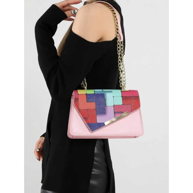 

Foufurieux 2024 New Fashion Women Shoulder Bag Small Contrasting Colors Flap Crossbody Bags Ladies Messenger Handbag Phone Purse