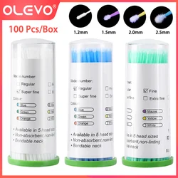 OLEVO 100 Pcs Dental Microbrush Micro Applicator Sticks Disposable Bendable Cotton Swab Brush Tips Makeup Eyelash Extension Tool