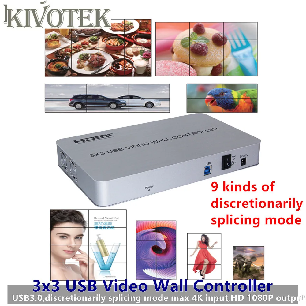 3x3 USB3.0 HDMI 4K Video Wall Controller HD LCD TV video wall Processor Adapter 1x9 hdmi splitter Connector Splicing Stitching