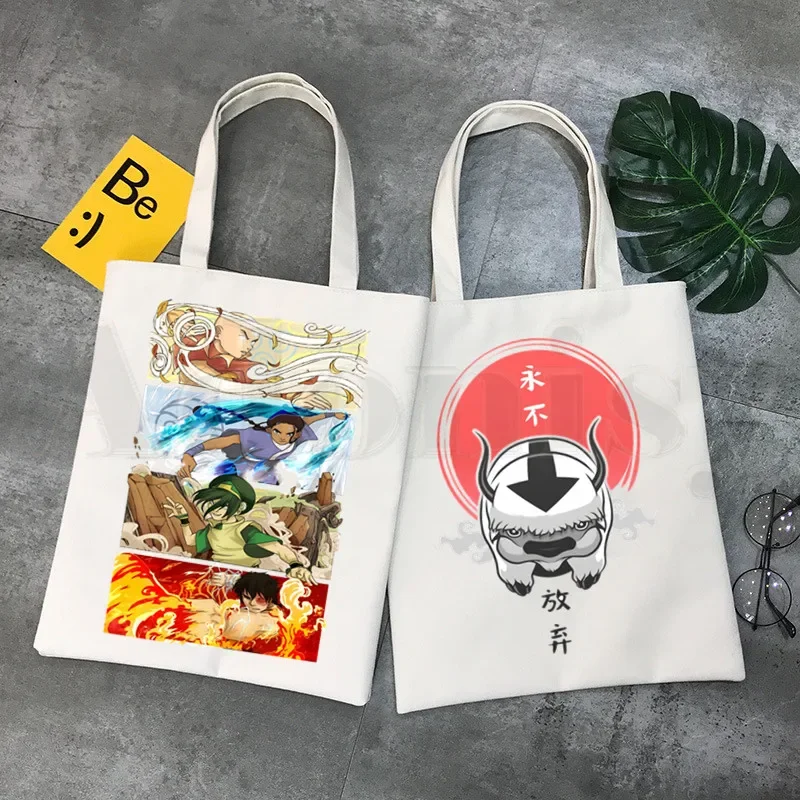 Avatar The Last Airbender Print Reusable Shopping Bag Women Canvas Tote Bags Printing Eco Bag Cartoon Shopper Shoulder Bags