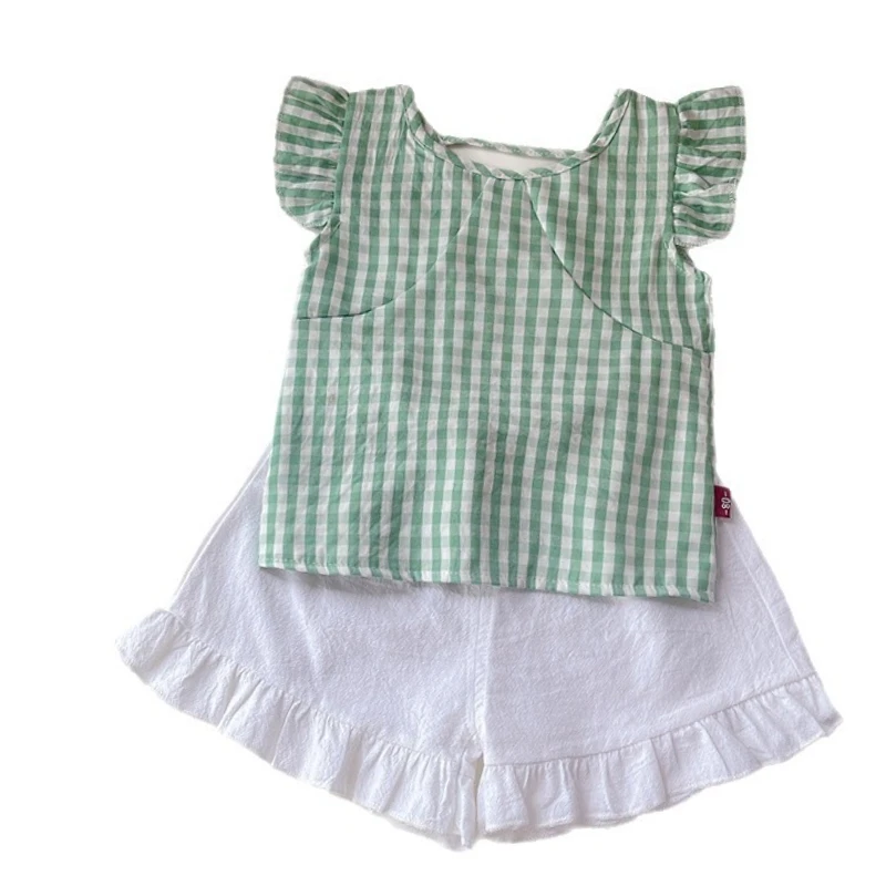 

New Summer Baby Clothes Suit Children Girls Plaid Vest Shorts 2Pcs/Sets Kids Clothing Infant Casual Costume Toddler Tracksuits