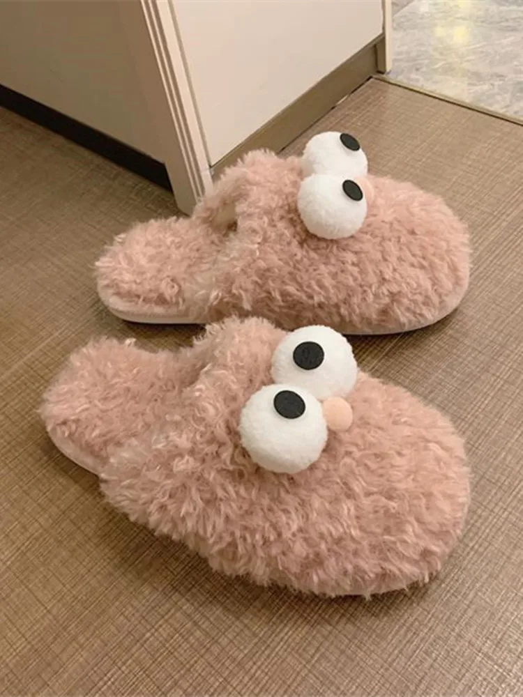 2021 Autumn Women Home Slipper Anti-skid Wool Shoes Winter Indoor Household Slipper Female Warm Lovely Cartoon Cotton Slippers