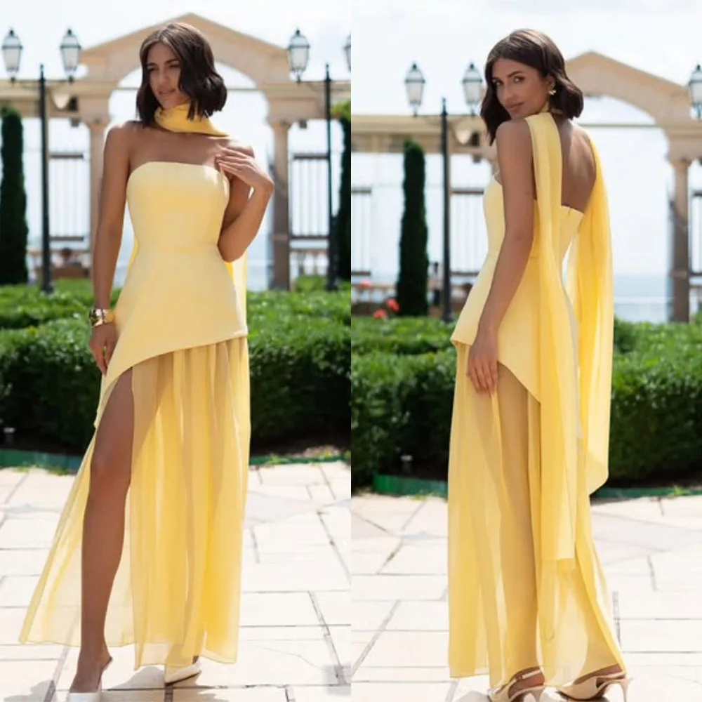

High Quality Customized Strapless Ankle Length Backless Tulle Sleeveless Vestidos Para Bodas Mujer Invitada Dress for Women Robe