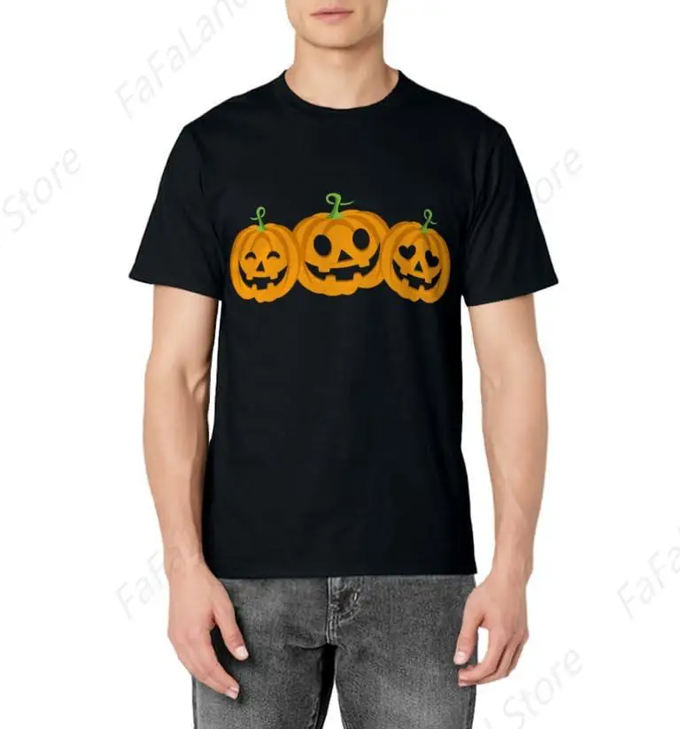 Scary Carved Pumpkin Face Jack O Lantern Halloween Costume T-Shirt for Men Women Cotton Summer Top Tee