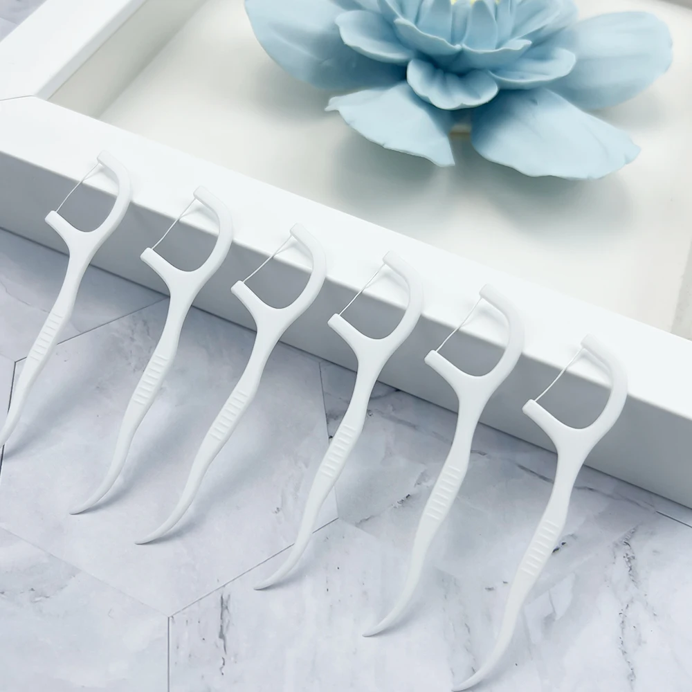 100pcs Dental Floss Picks and Plastic Toothpicks for One-time Cleaning of Dental Gaps-Oral Care For Cleaning Between Teeth