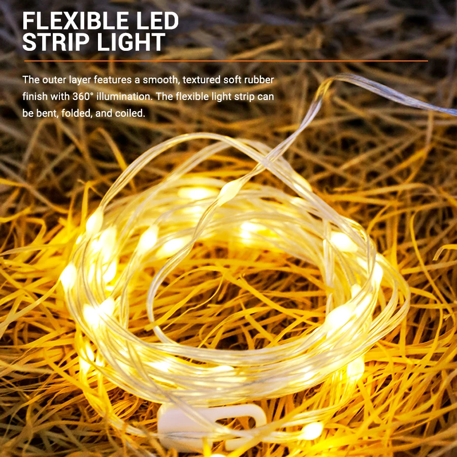 المحمولة القابلة لإعادة الشحن التخييم مصباح 20 متر طول مقاوم للماء أضواء قابلة لإعادة التدوير سلسلة في الهواء الطلق خيمة حديقة ساحة ديكور الغلاف الجوي