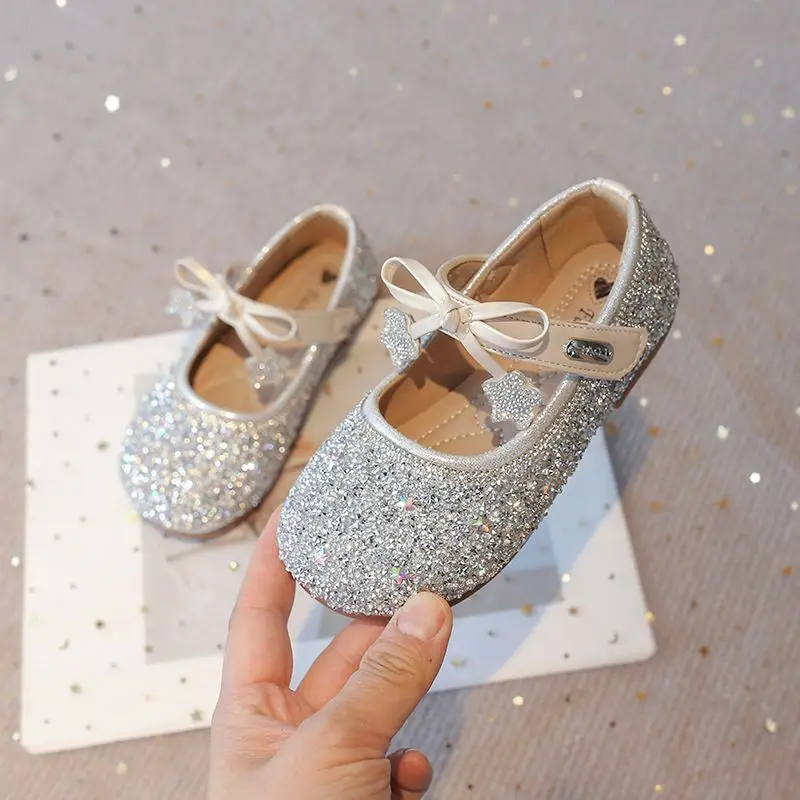 

Girls Crystal Princess Shoes 2026 Spring Autumn New Kids Soft Sole Leather Shoes Fashion Footwear for Children