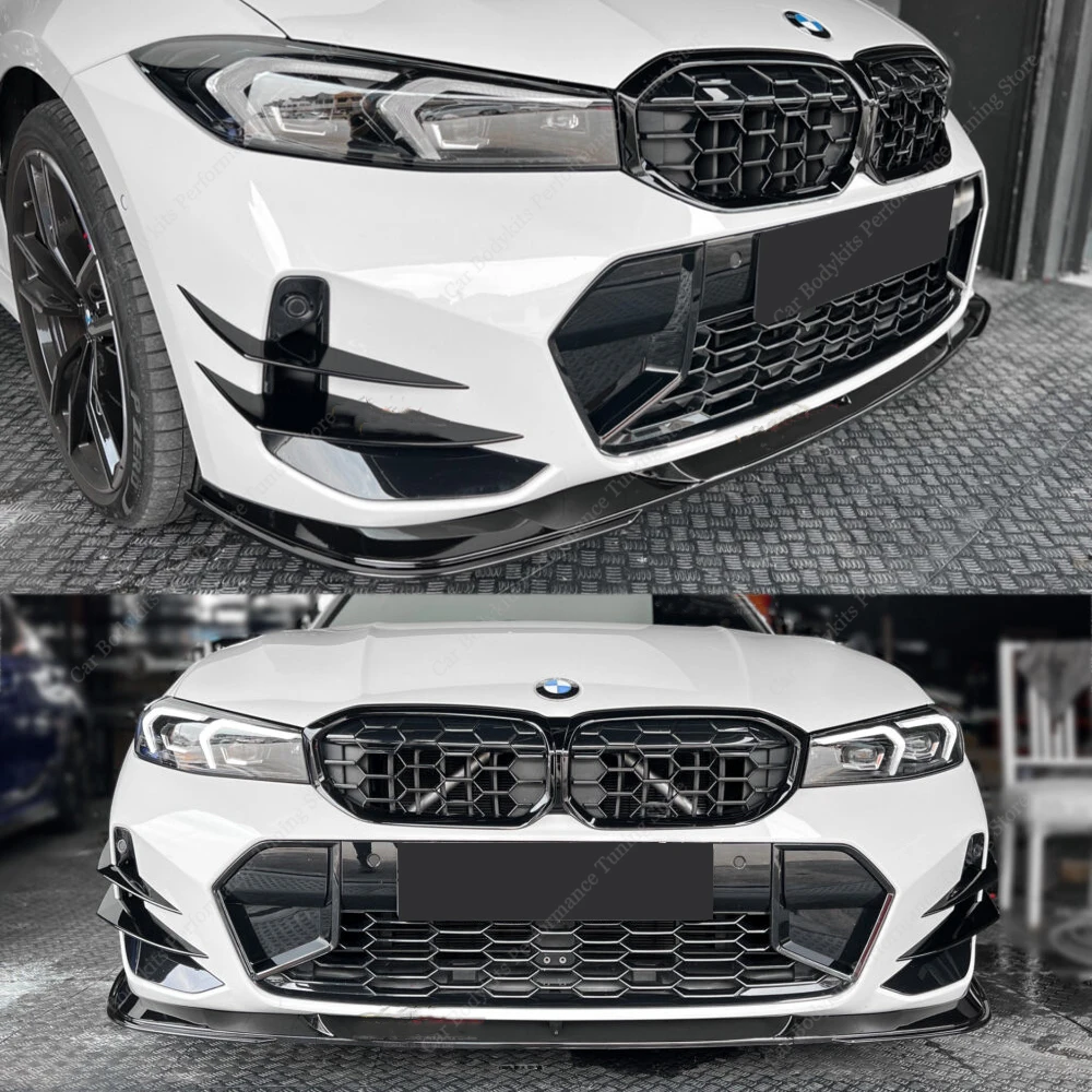 

Gloss Black 3D Style Front Bumper Lip Spoiler Diffuser Splitter For BMW G20 G21 320i 330i 330i 320d M340i M Sport 2022-2025 Lci
