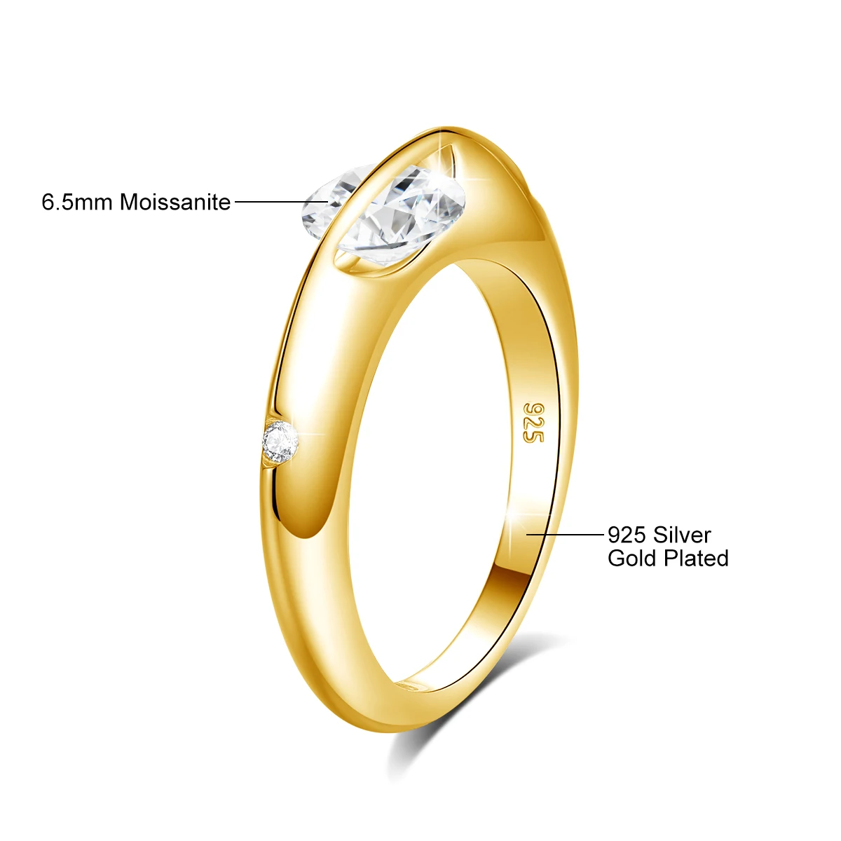Women's Rotate Moissanite Solid S925 Silver Solitaire Ring