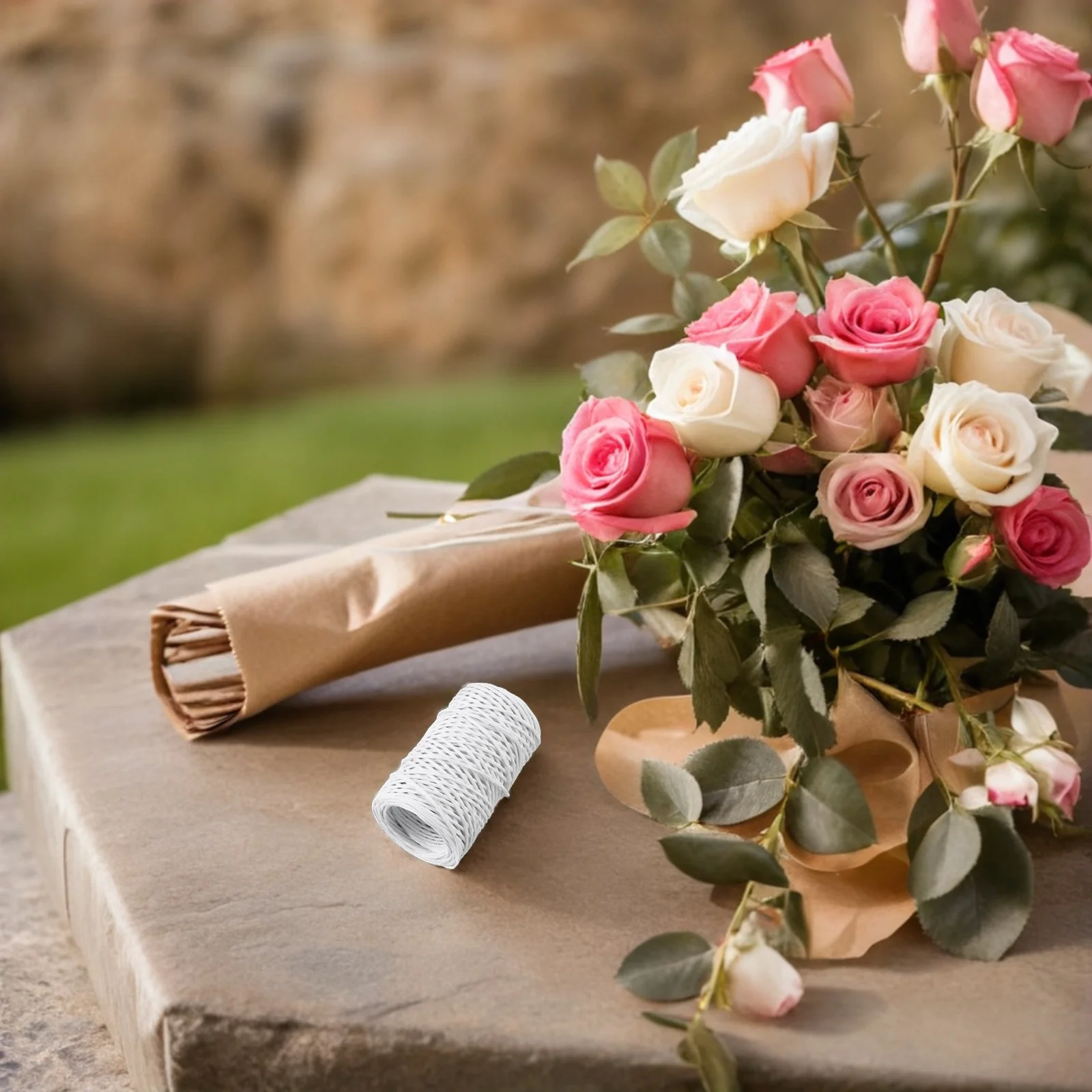 

2 Rolls 50M 164Ft Floral Wrapping Wire Flower Bouquet Packing Twine Garden String for DIY Crafts Wedding Decorations Garland