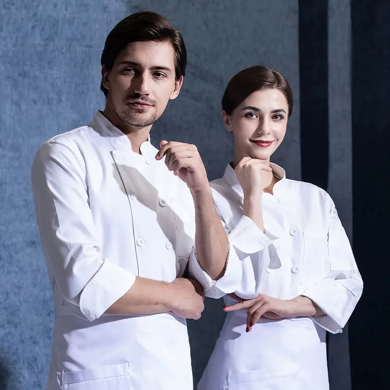 Thickened Cotton Chef's Uniform Restaurant Men's Chef Jacket Hotel Women Cook Shirt Bakery Kitchen Clothes Cafe Waiter Coat