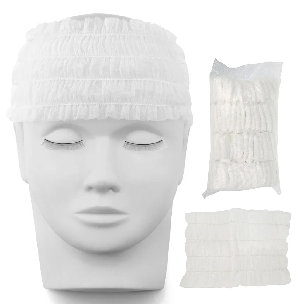 200Pcs Disposable Spa Facial Headbands Soft Non-Woven Salon Hair Band Beauty Tools Skin Care Stretch Hair Band For Women Journey
