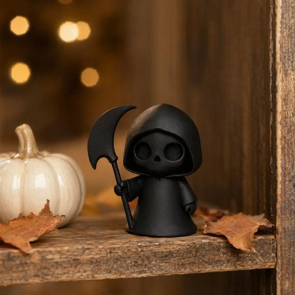 Personalized Desk Accessory 3d Printed Ghost Figurine Mini Halloween Reaper Statue Cute Desktop Ornament for Office Study Room