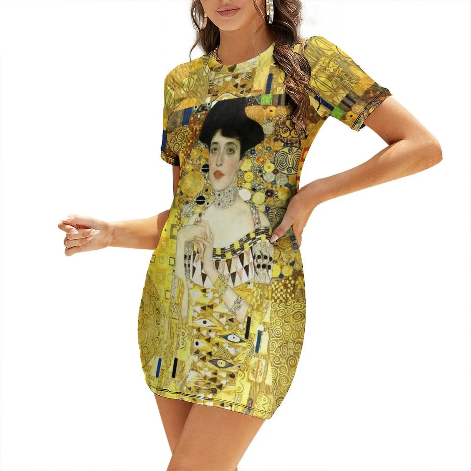 

The Woman in Gold Short Sleeved Dress women's summer dresses 2025 Women long dress dress women summer