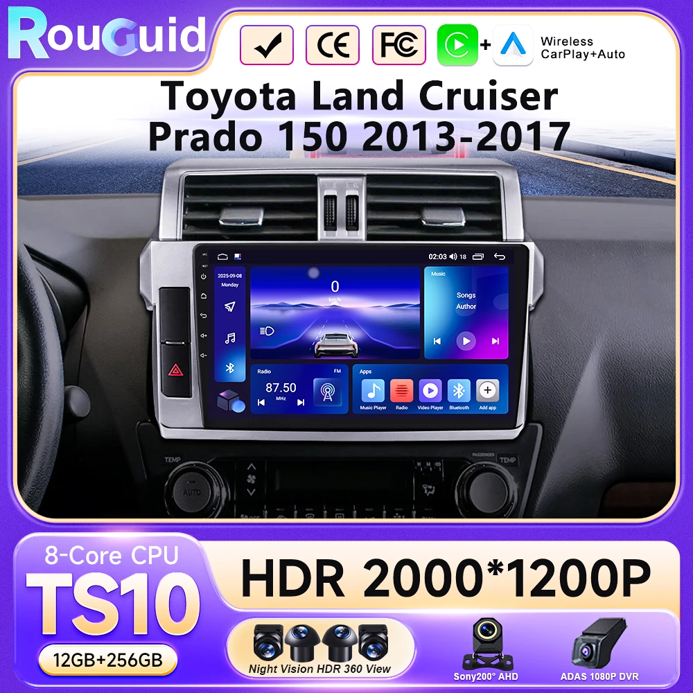 

Android 16 For Toyota Land Cruiser Prado 150 2009 - 2013 2K QLED Android Car Radio Multimedia Video Player GPS Stereo CarPlay