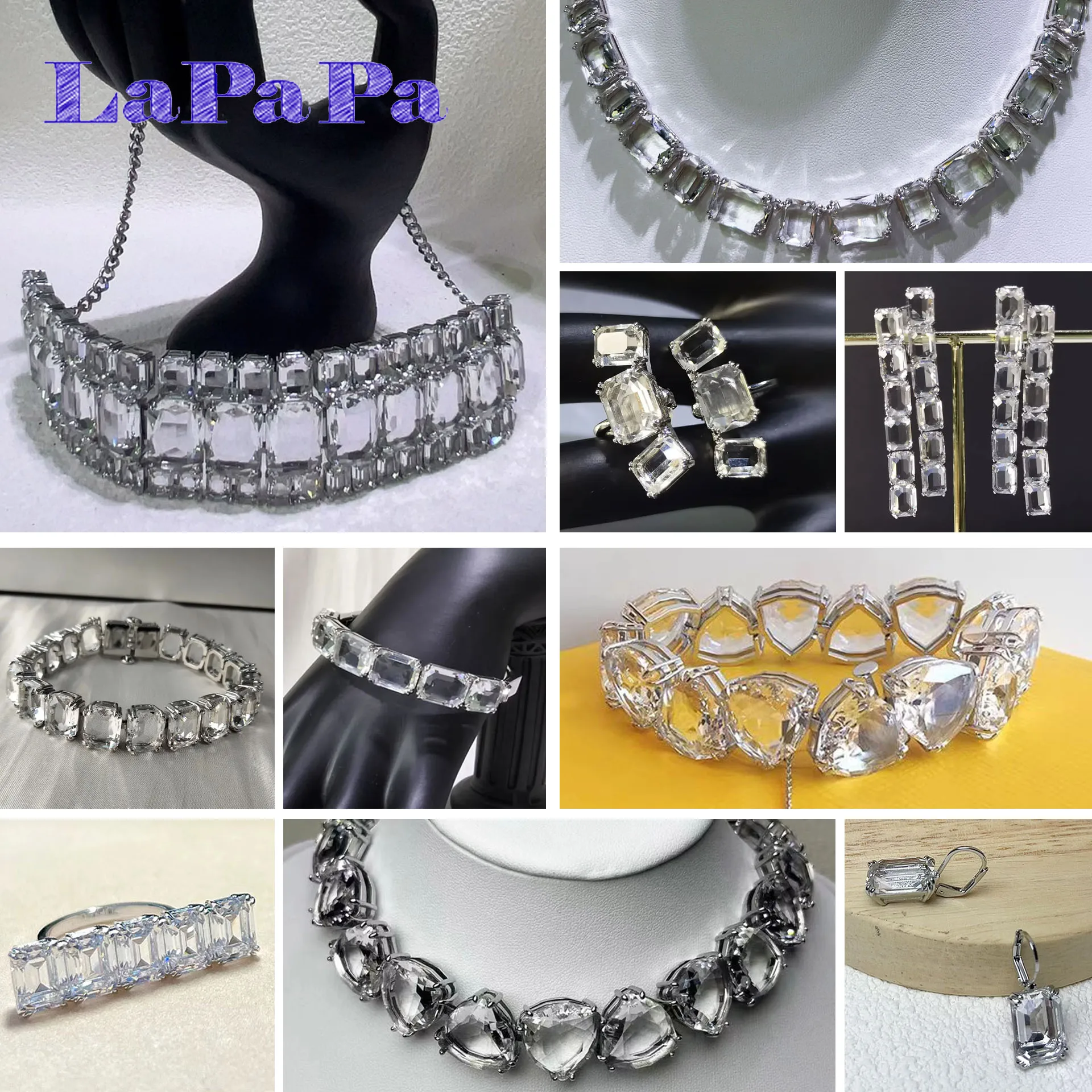 2025 Set di gioielli di lusso in cristallo taglio bianco di nuova moda originale per le donne Collana con ciondolo Bracciale Anello Matrimonio Miglior regalo