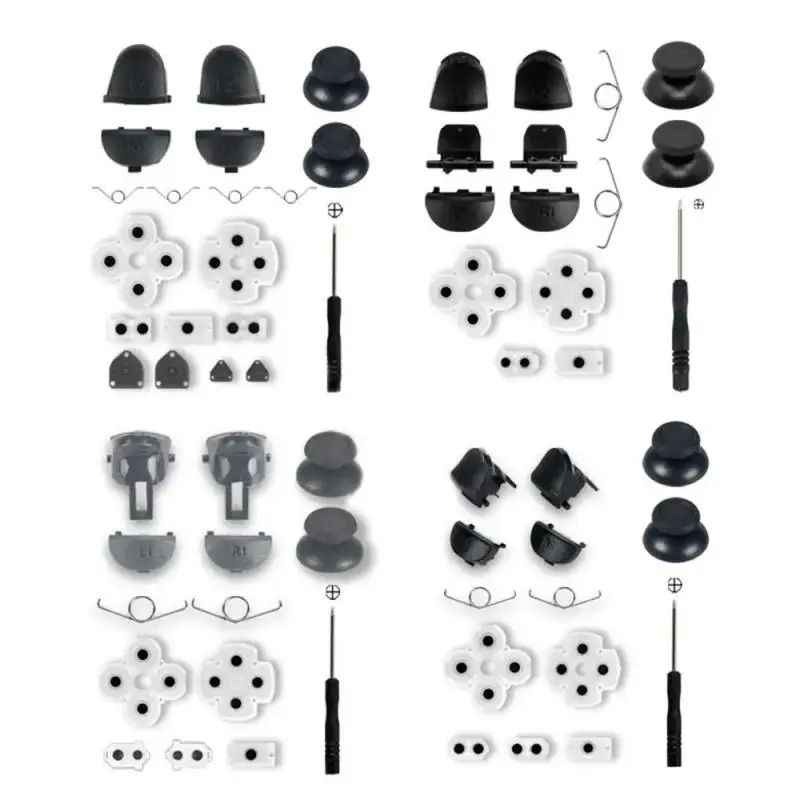 Black Analog Stick + LED Light Bar Sticker for 4 Slim Controller Thumbsticks for Dualshock 4