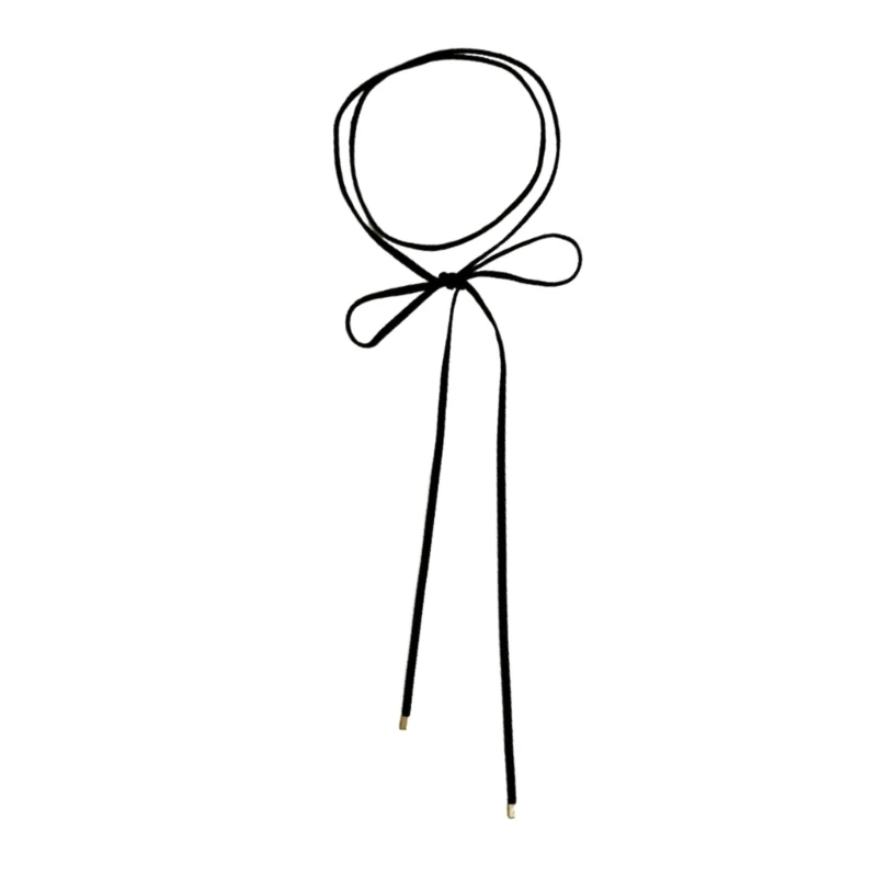 

31BB Simple Velvets Long Rope Necklace for Women Knotted Bowknot Choker Tie-up Clavicle Chain Summer Jewelry Collar Gift