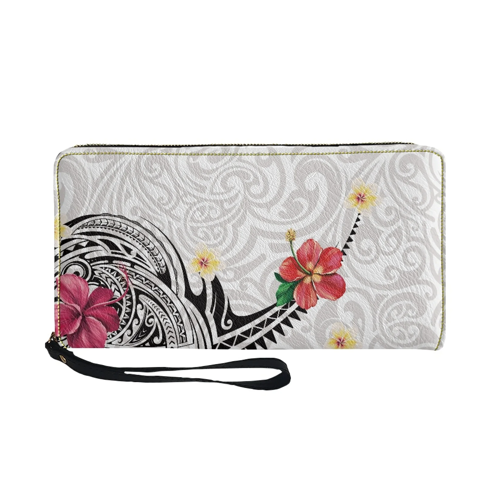 

Polynesian Tribal Fijian Totem Tattoo Fiji Prints Fashion Zipper Wallets Womens Long Purses Handbags PU Leather Billfold Wallet