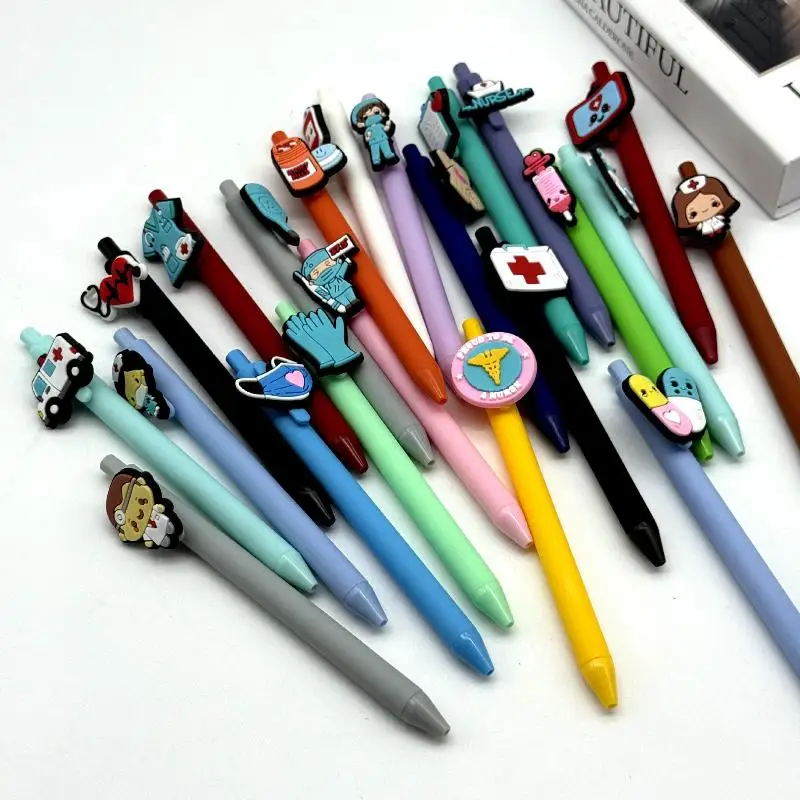 

6/10Pcs Retractable Ballpoint Pen Medical Staff Doctor Nurse Design Push Button Sticker Pen Student Writing Tool