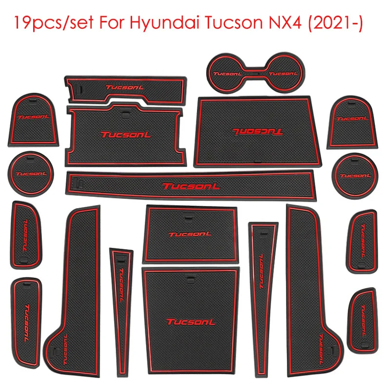 Car Door Groove Mat For Hyundai Tucson TL MK3 2016~2019 Auto Non-Slip Anti-dirty Rubber Styling Slot Hole Pads Car Accessories