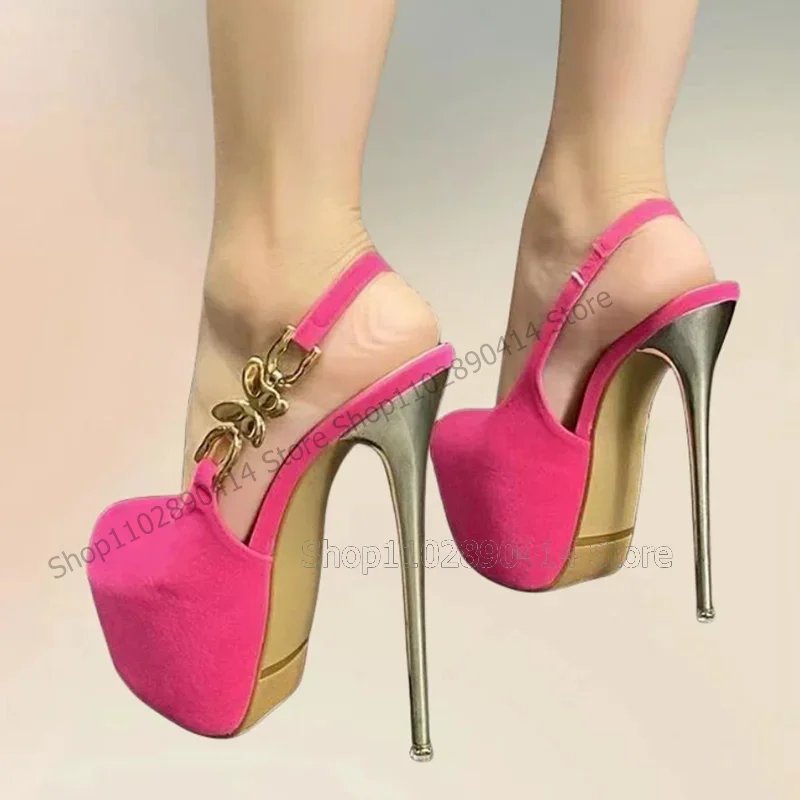 

Blue Flock Round Toe Metal Heel Platform Pumps Slip On Women Shoes Thin High Heels Novel Fashion Party 2025 Zapatos Para Mujere