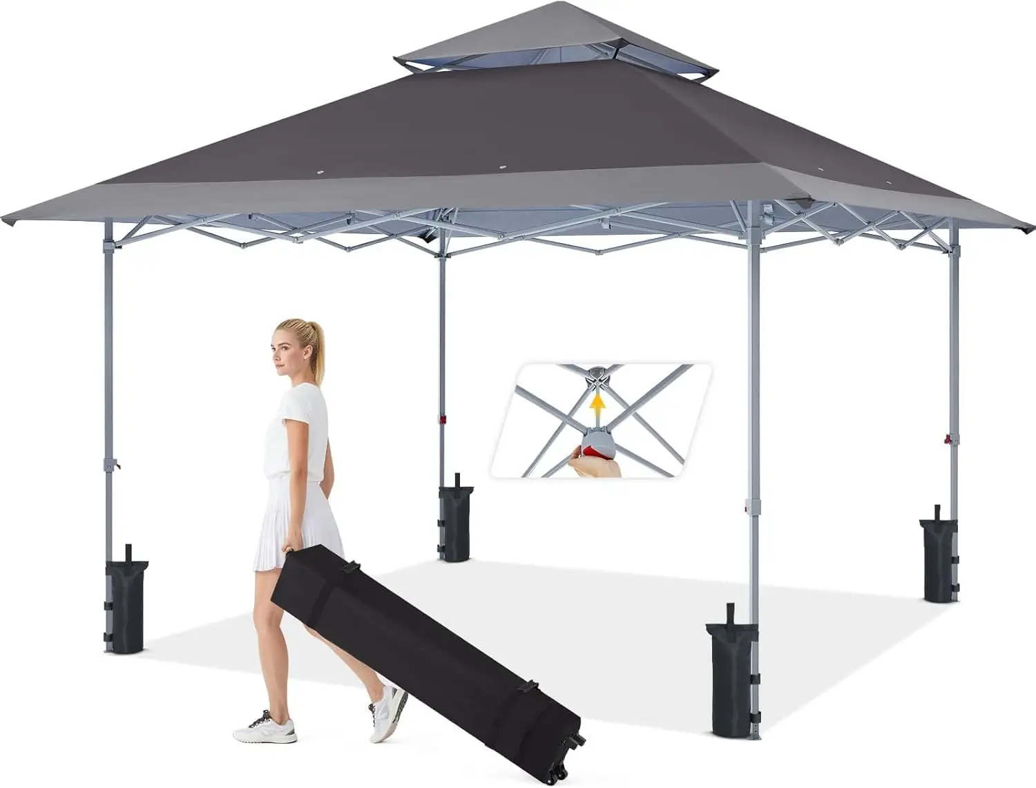 

13x13 Pop-Up Canopy Tent Instant Shelter Outdoor Canopy with Wheeled Bag, Gray