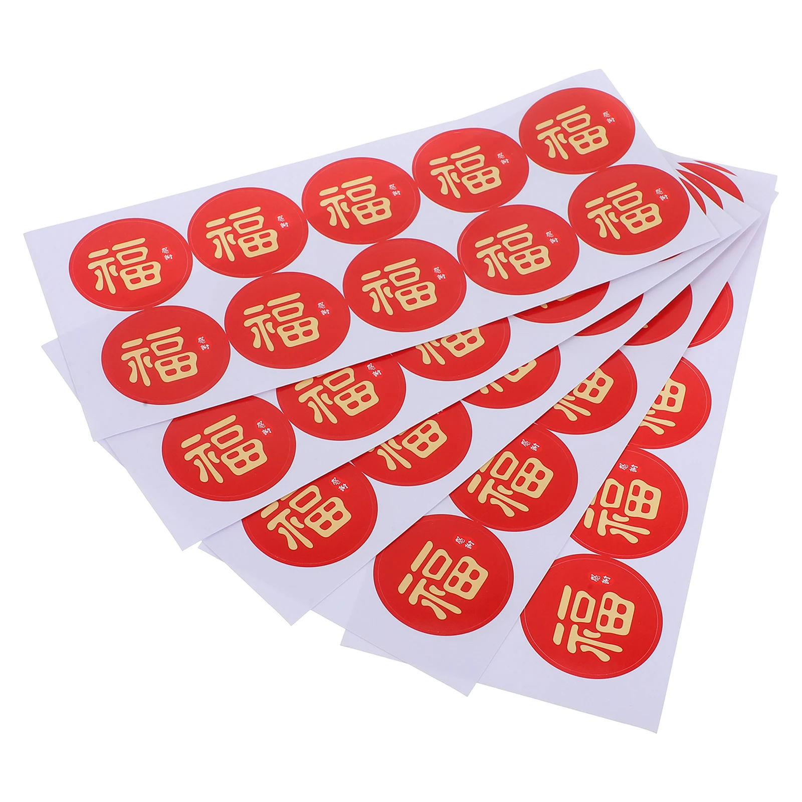 

5 Sheets Fu Character Stickers Chinese New Year Decorative Sealing Stickers Gift Box Labels Multifunctional Reusable Adhesive