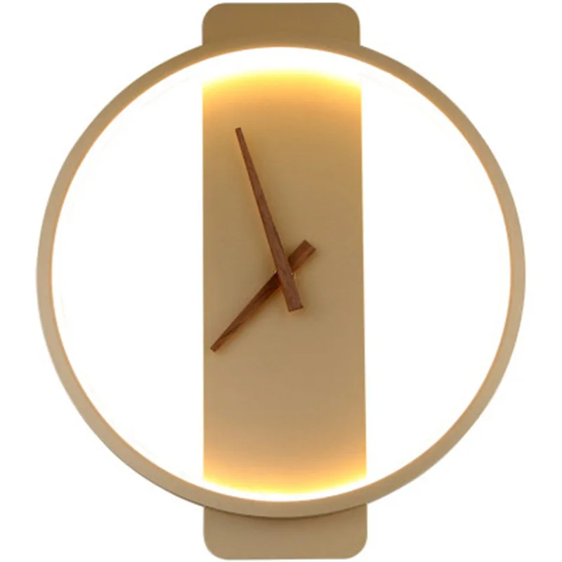 Nordic Circular / Square Bedroom Bedside Clock Wall Lamp Living Room Background Wall Corridor Lamp with Clock Multifunctional