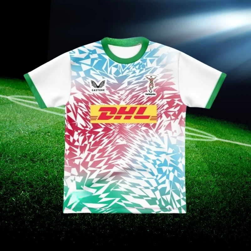 

MOTO-25-26 Summer New Sports Team Harlequin Rugby Suit T-Shirt Adult Rugby Comfortable and Breathable 3D Printing Quick Drying -