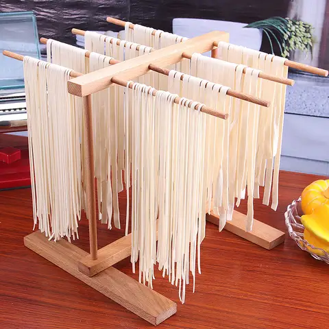 8 행 나무 수제 스파게티 파스타 건조 랙 당면 Linguine 국수 교수형 스탠드 다기능 주방 스토리지 RackF
