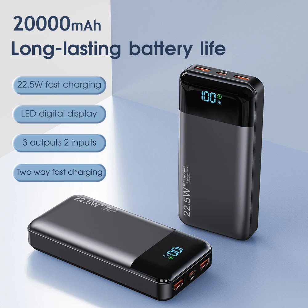20000mAh Power Bank PD22.5W Fast Charging Digital Display Portable Battery Charger For iPhone 17 Xiaomi Samsung Huawei Powerbank