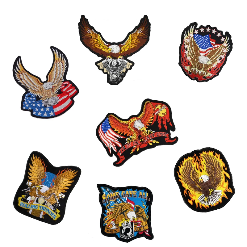 Aniamal classic large  Embroidery Patches engine eagle  America  for Jacket Back vest  Biker Punk accessories sew on or iron on