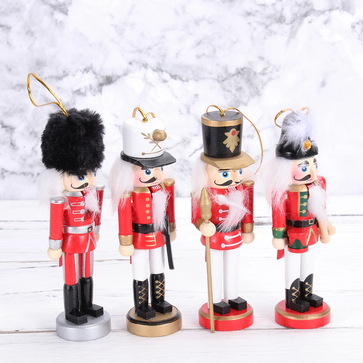 

4 pcs Soldier Desktop Home Office Decoration Christmas Gift Hanging Wooden Ornament Backpack Hanging Wooden Ornament