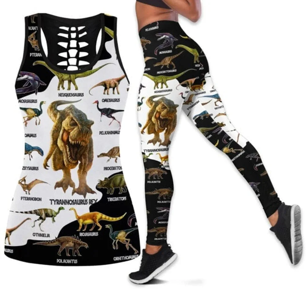 

New women Yoga pantsDinosaur Art Tyrannosaurus Jurassic World 3D Printed Legging & Tank top Sexy Elastic Female Skinny Leggings