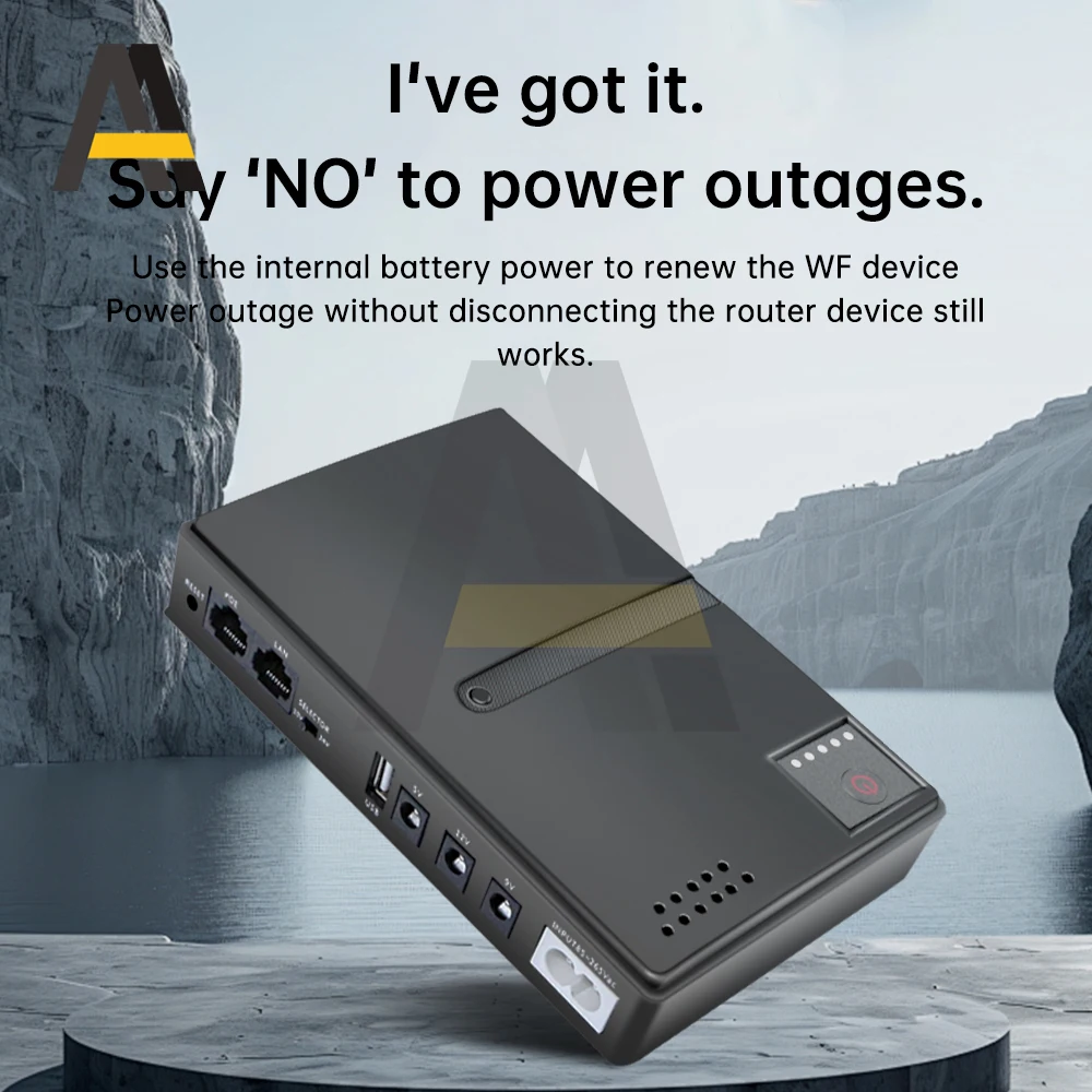 

Mini UPS Backup Power Supply with Multi-Voltage Output 5V 9V 12V for Router Optical Cat and Monitoring Equipment