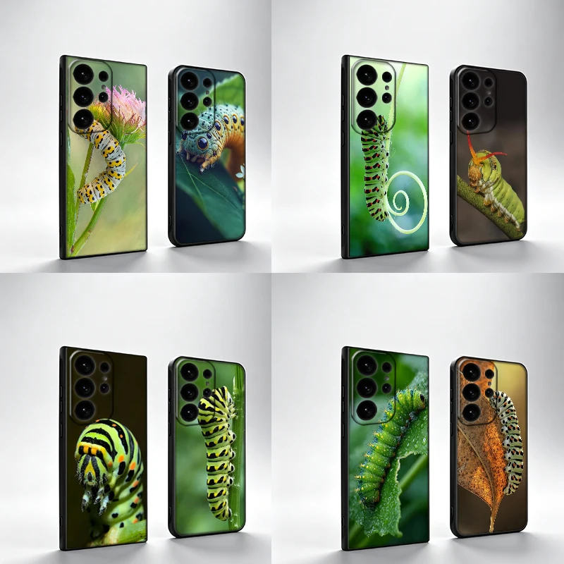Caterpillar Insect Nature Series Phone Case For Samsung S25Edge S26FE Galaxy S22 S25 S24 S26 Ultra S21 S23 S20 Plus Cover Black