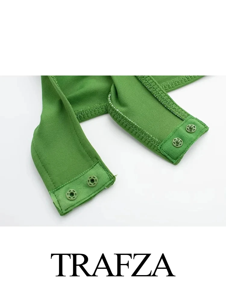 TRAFZA 2024 estate moda donna lavorata a maglia Slim body manica lunga con spalle scoperte pagliaccetti donna elegante Backless Sexy Top corto