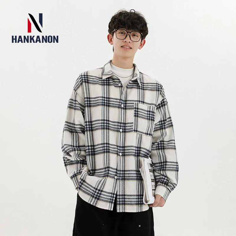 

Autumn Long-sleeved Plaid Shirt, Vintage Harajuku Style Unisex, High Quality Loose, Breathable, Wear-resistant Shirt.Oversized