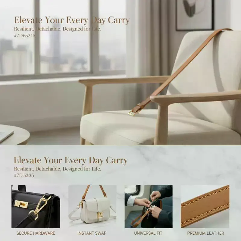 Artificial Leather Bag Strap Handbags Handles For Handbag Short Bag Strap Purse Strap Golden Buckle Replacement Bag Belt