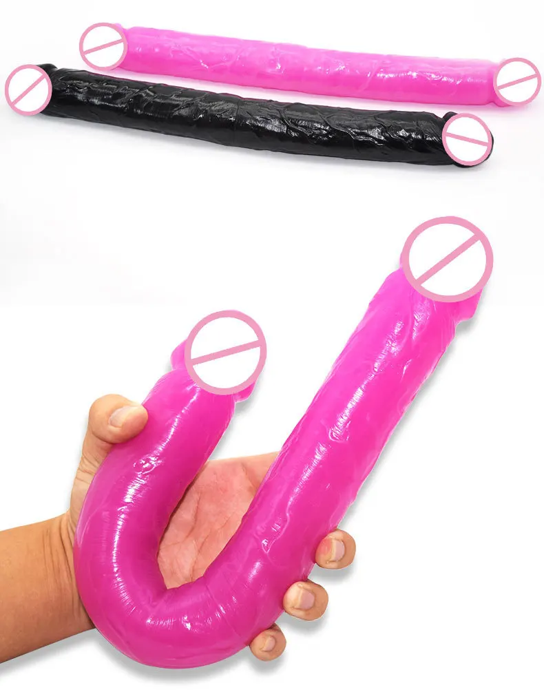 

Double head extended 43cm simulated penis masturbator for women's adult sexual products