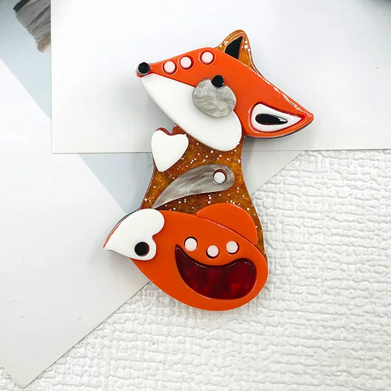 

BLUCOMEBLUCOMEBlucome Acrylic Animal Brooch Lovely Fox Corsage for Women Girls Coat Hat Bag Hijab Pins Wedding Party Corsage Hol