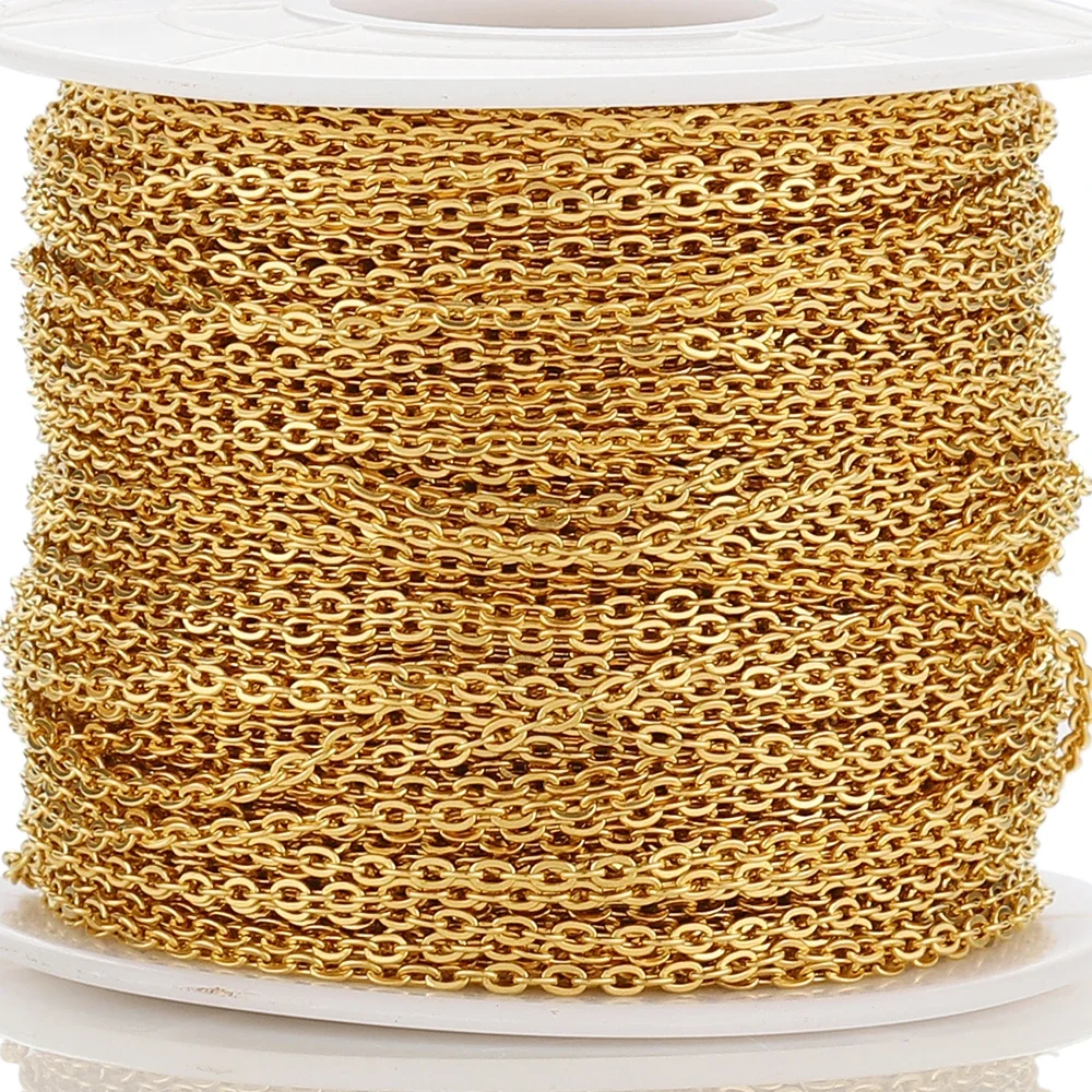 

No Fade 10Meters Stainless Steel Chain Roll Gold Chain O Shape Cross Chains for Bracelets Necklace DIY Jewelry Making 1/1.5/2mm