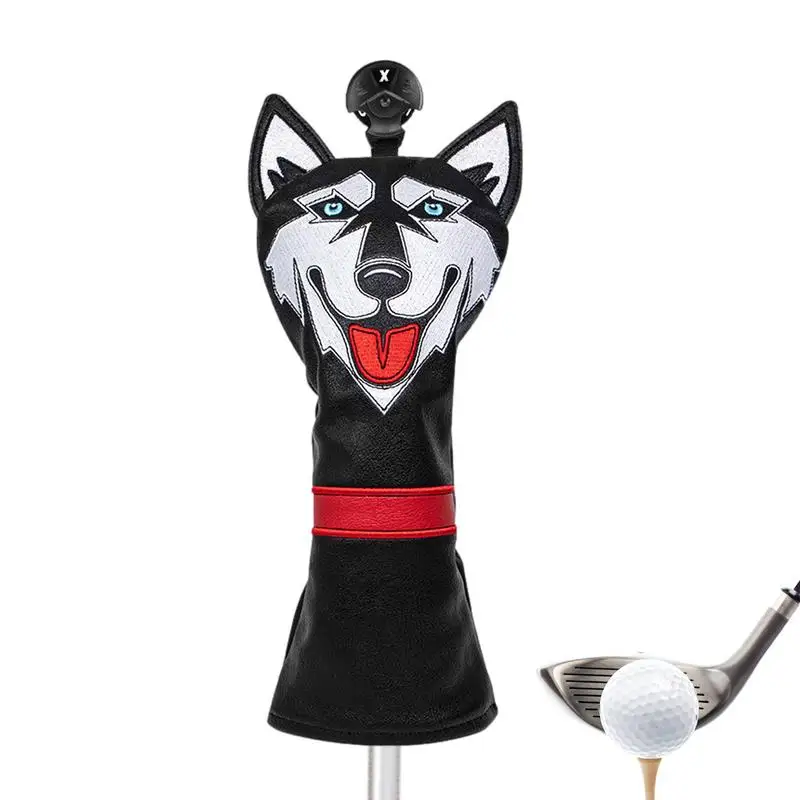 

Забавные Чехлы для головы для гольф-клуба, водонепроницаемые чехлы из искусственной кожи для головы для гольфа, эластичный ремешок, дизайнерский дизайн волка, защита для клуба, толстый плюш