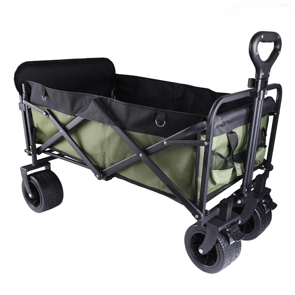

Outdoor Folding Wagon Trolley Large Capacity Heavy Duty Shopping Beach Pull Collapsible Folding Portable Utility Cart