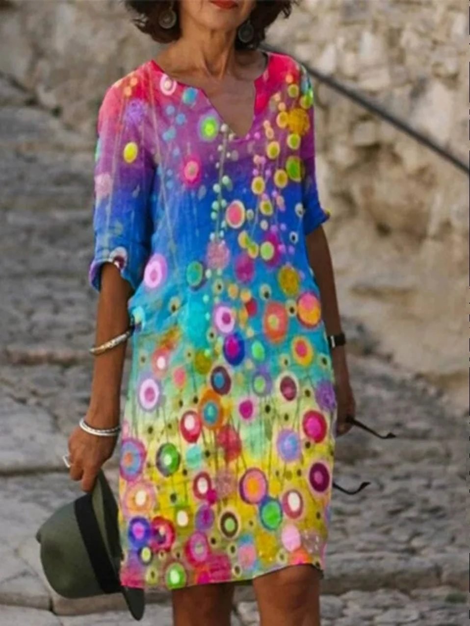 n كاجوال Par Ele Dr Street Sle منتصف الخصر ort Sve Slim Fit Dr Pure Color Summer Faion للنساء