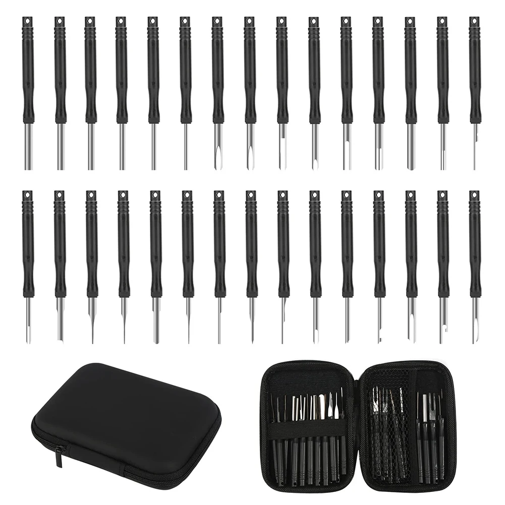 

30Pcs Car Cable Plug Removal Tool Needle Extractor Repair Makeup Remover Key Tool With Box Harness Home Appliance Repair