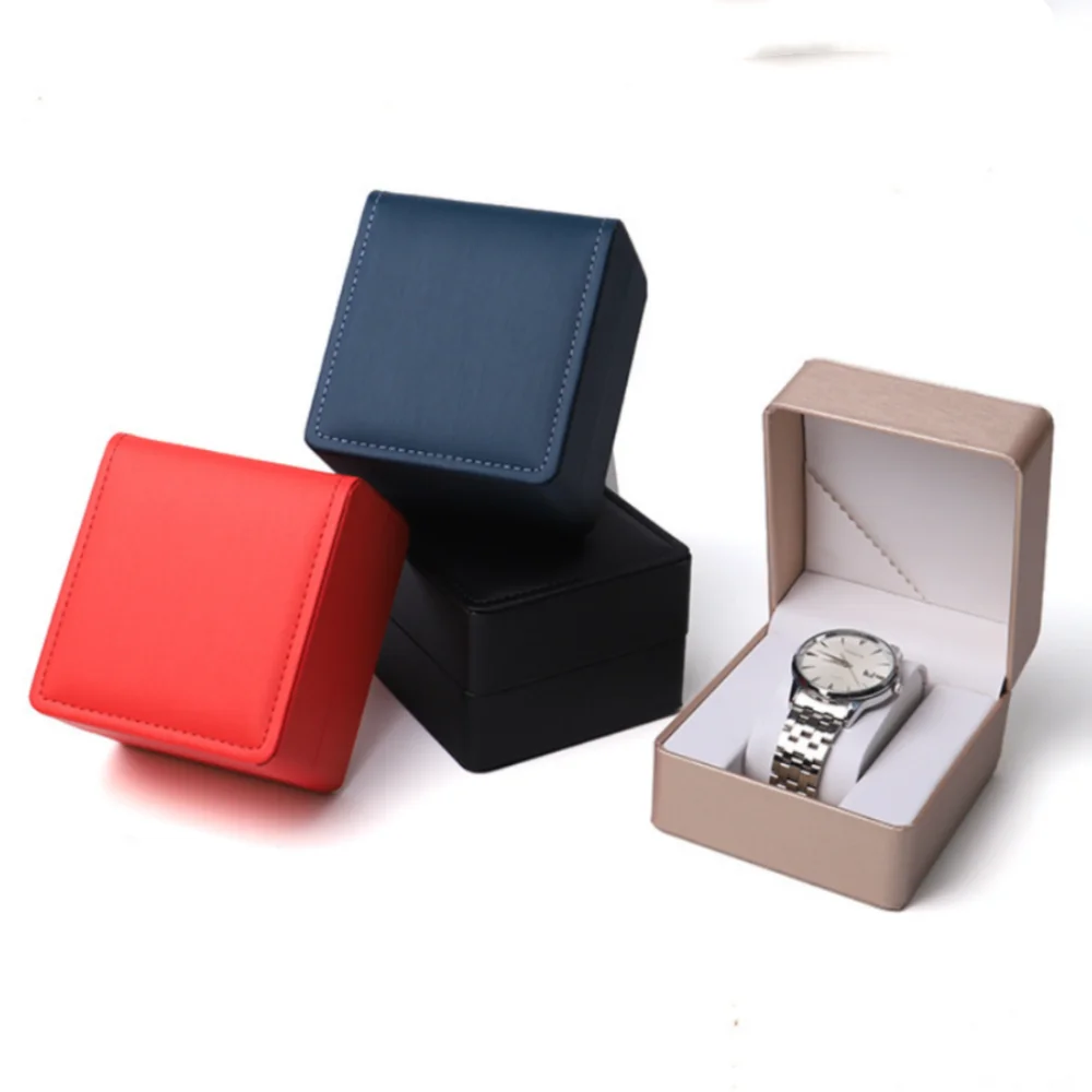 

Держатель для дисплея часов, элегантная коробка для ювелирных аксессуаров, одинарная коробка для наручных часов, коробка для часов из мягкой искусственной кожи для подарка, переодевания