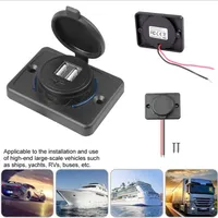 5V/3.1A&QC 3.0 Car Charger Dual USB Adapter Round shape  Waterproof  Soacket Power Adapter Switch For Motorcycle RV Cruise Ship